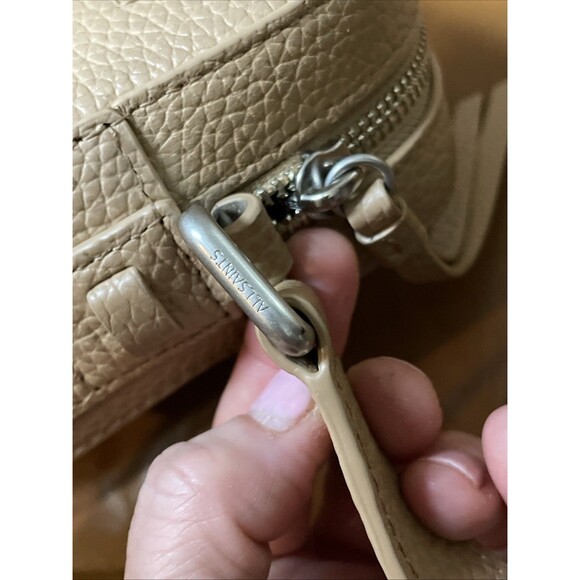 ALLSAINTS Captain Lea Square Crossbody Bag Tan Camel Pebbled Leather Camera - Picture 6 of 13